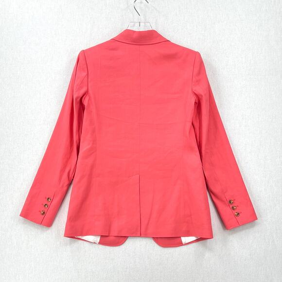 ALC Donovan Linen Blend Blazer Womens 00 Dark Grapefruit Coral Classic Office - Picture 3 of 16